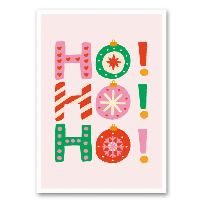 Canvas doek met de tekst "Ho Ho Ho" in een vrolijk design, ideaal als feestelijke wanddecoratie voor de kerstperiode of als een unieke kerstgroet.