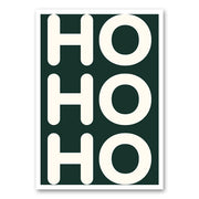 Canvas met de tekst Ho ho ho in grote witte letters op donkergroene achtergrond – moderne kerst wanddecoratie van Mo-Ca.