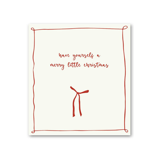 Canvas doek met rode tekst “Have yourself a merry little Christmas”, ontworpen door styliste Danielle Verheul – formaat 120x110 cm, te zien in de VTWonen kerstspecial.