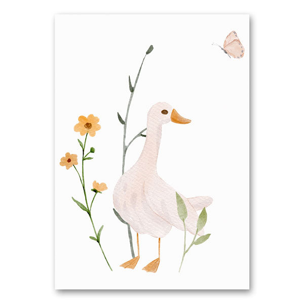 Schattig kindercanvas met een afbeelding van een vrolijke gans, ideaal voor het opvrolijken van een kinderkamer met speelsheid en charme