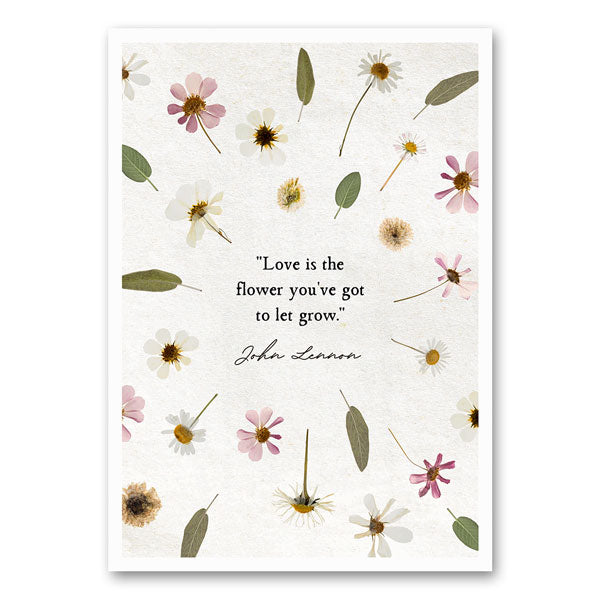 Minimalistische canvas met de quote "Love is the flower you've got to let grow." in een stijlvol en modern design.