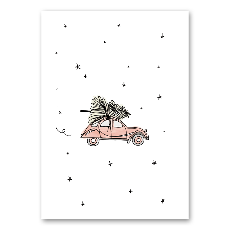 Kerstboom op auto