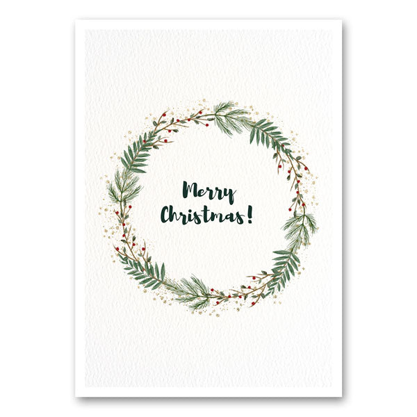 Canvas met groene kerstkrans en de tekst Merry Christmas – feestelijke wanddecoratie van Mo-Ca.